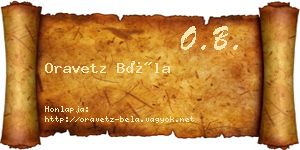 Oravetz Béla névjegykártya